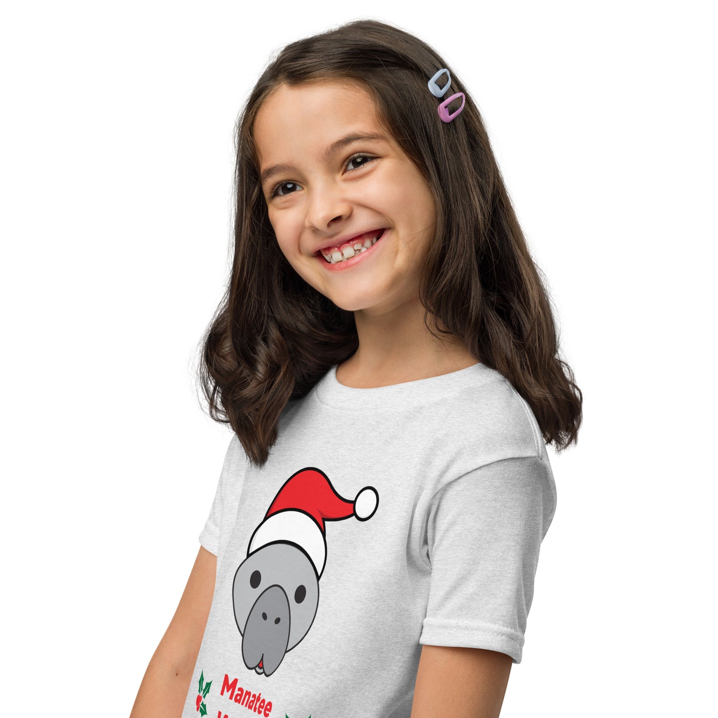 Manatee Wishes Christmas Youth Short Sleeve Shirt