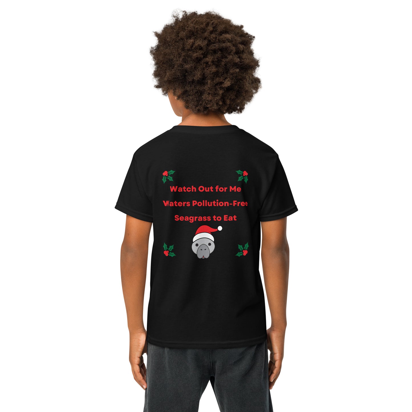 Manatee Wishes Christmas Youth Short Sleeve Shirt