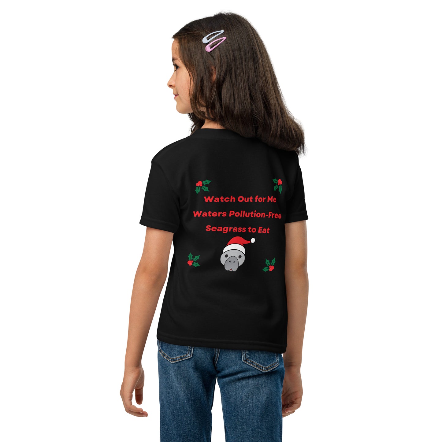 Manatee Wishes Christmas Youth Short Sleeve Shirt