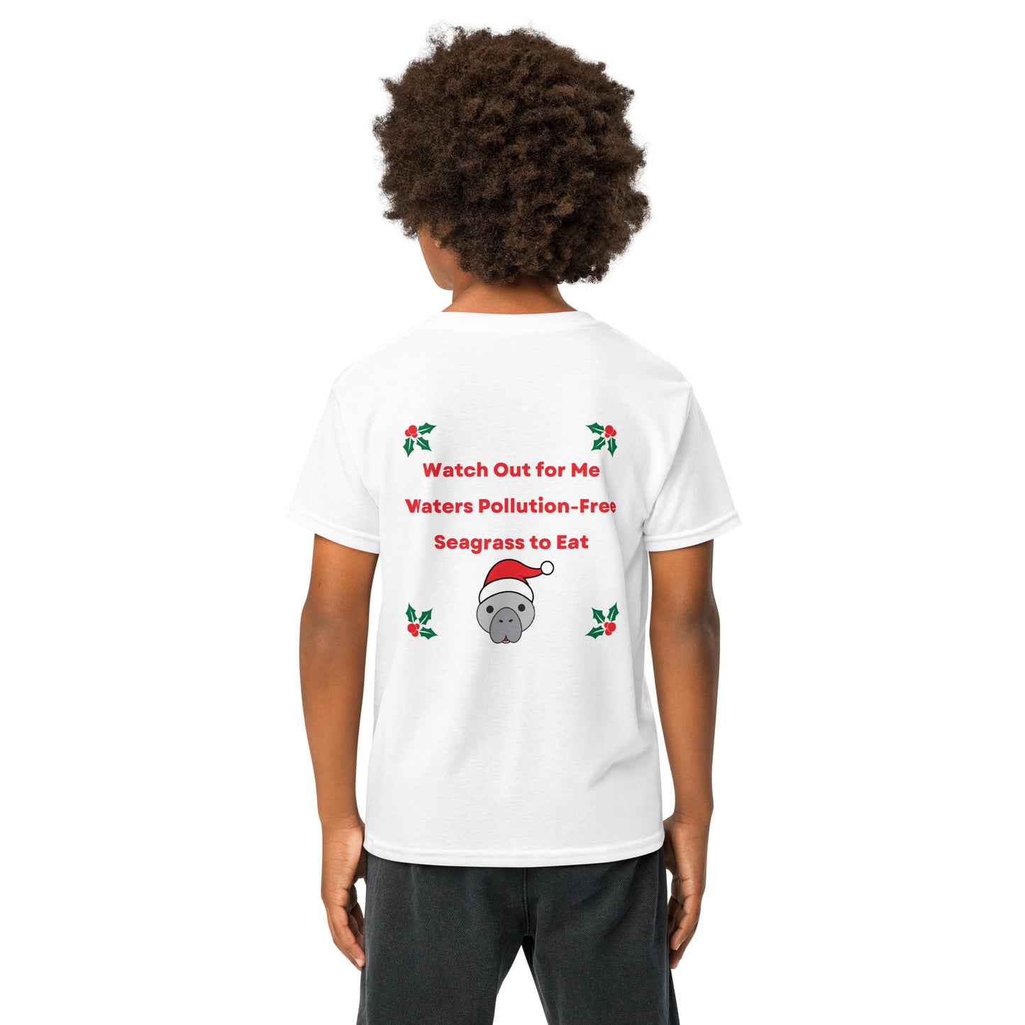 Manatee Wishes Christmas Youth Short Sleeve Shirt