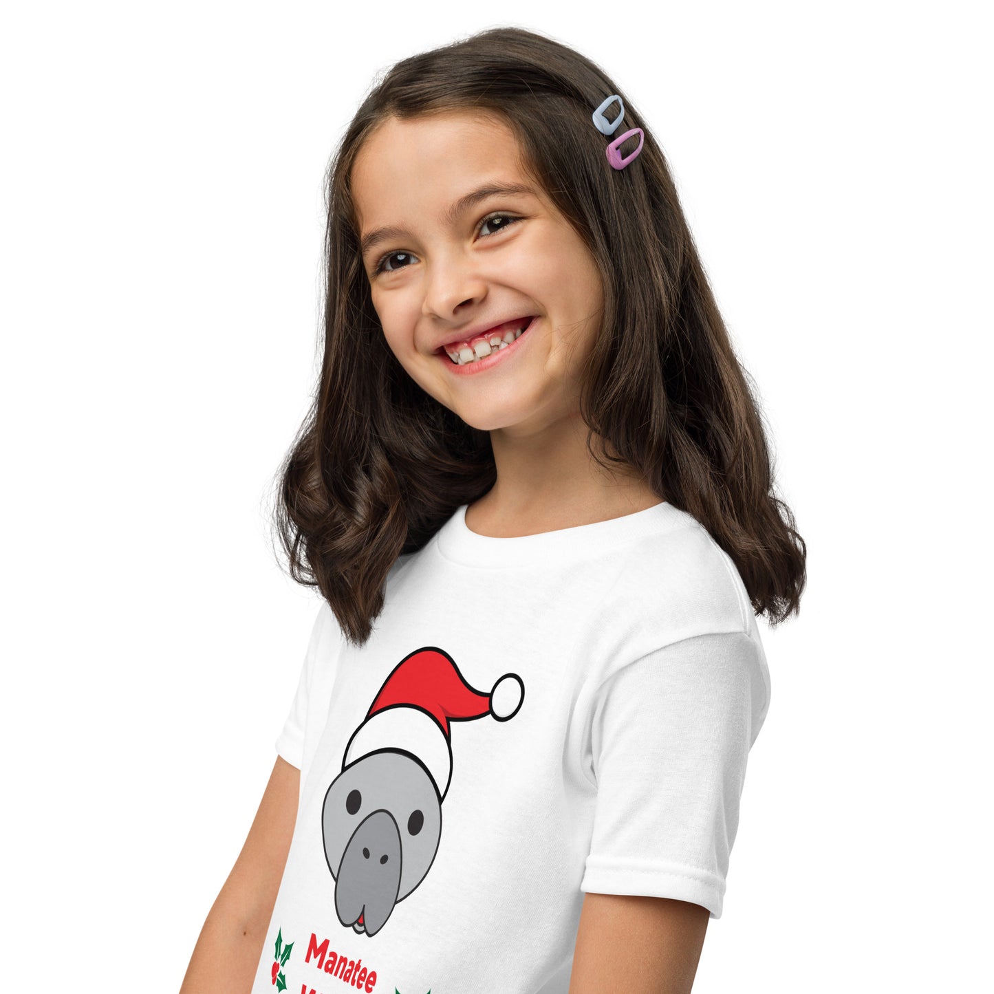 Manatee Wishes Christmas Youth Short Sleeve Shirt