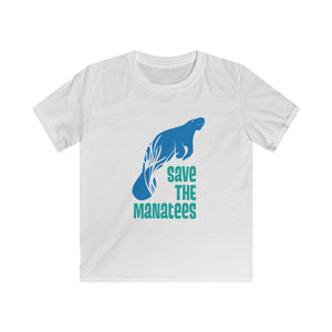 Save the Manatees White Kids Softstyle Tee