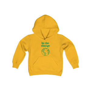Open image in slideshow, Be the Change Against Climate Change Youth Heavy Blend Hooded Sweatshirt

