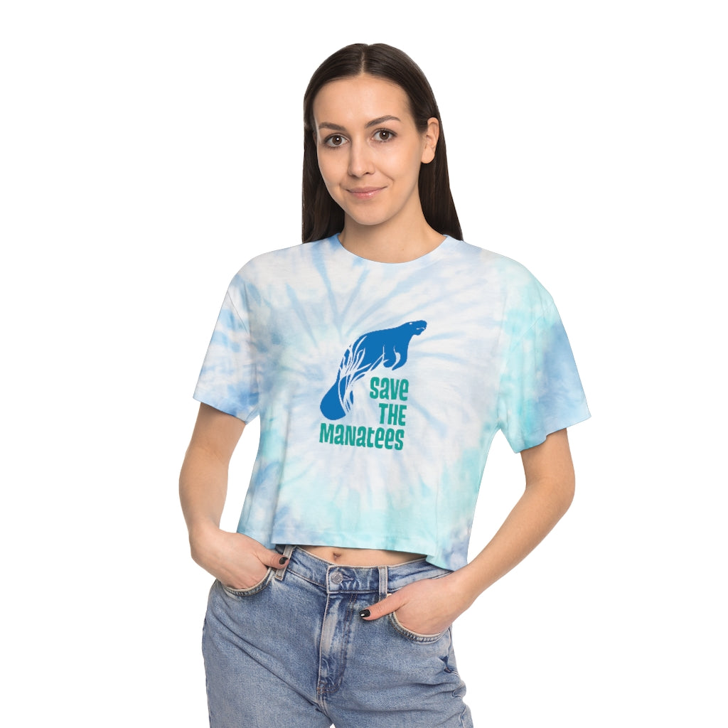 Save the Manatees Women's Tie-Dye Crop Tee