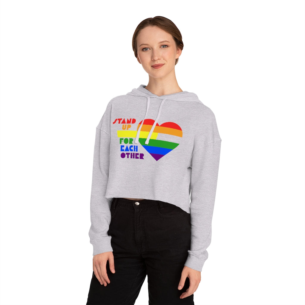 Stand Up For Each Other Gay Pride Graphic Crop Top Hoodie