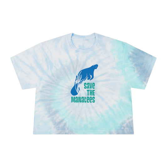 Save the Manatees Women's Tie-Dye Crop Tee