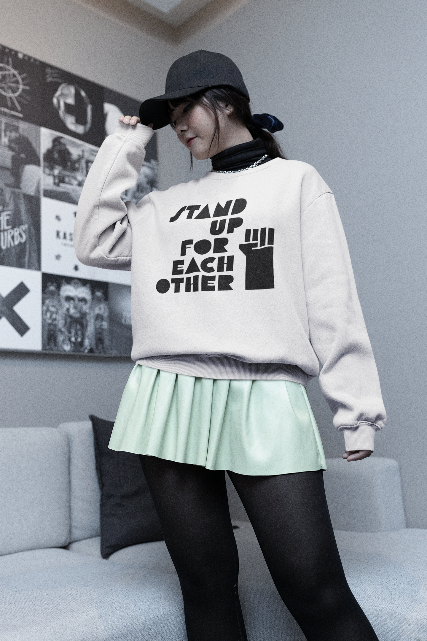 Stand Up For Each Other Social Justice Heavy Blend™ Adult White Crewneck Sweatshirt