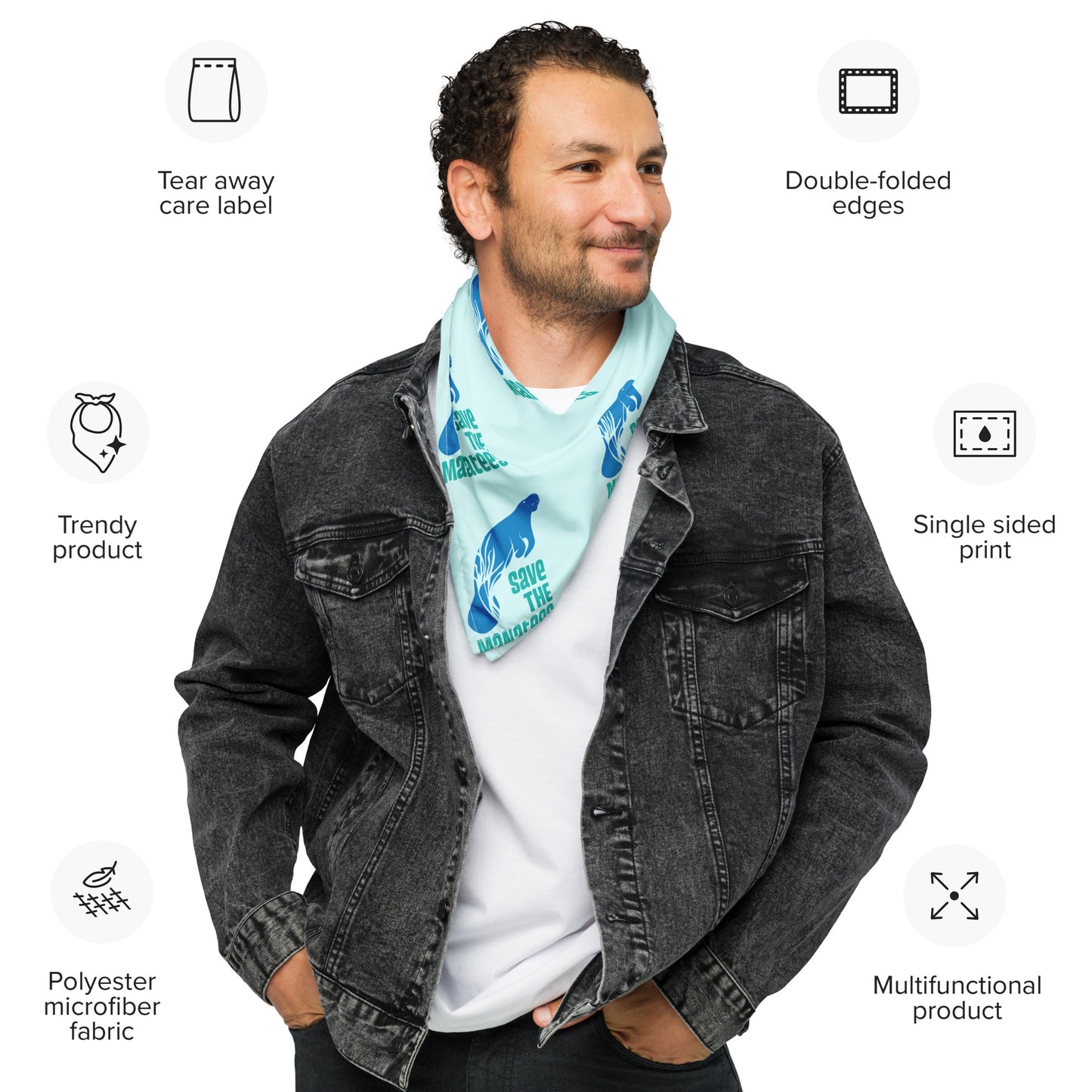 Save the Manatees Graphic All-Over Print Bandana