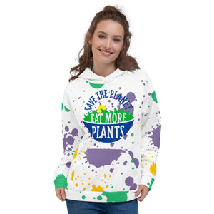 Save the Planet, Eat More Plants! Vegetarian Vegan Adult All Over Print Graphic Hoodie