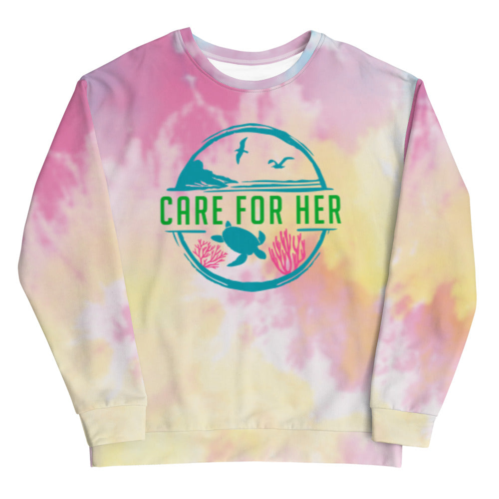 Care for Planet Earth Against Climate Change Tie-Dye Crewneck Sweatshirt