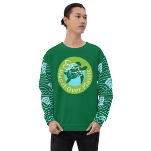 Planet Over Plastic Keep the Sea Plastic Free All Over Print Crewneck Sweatshirt