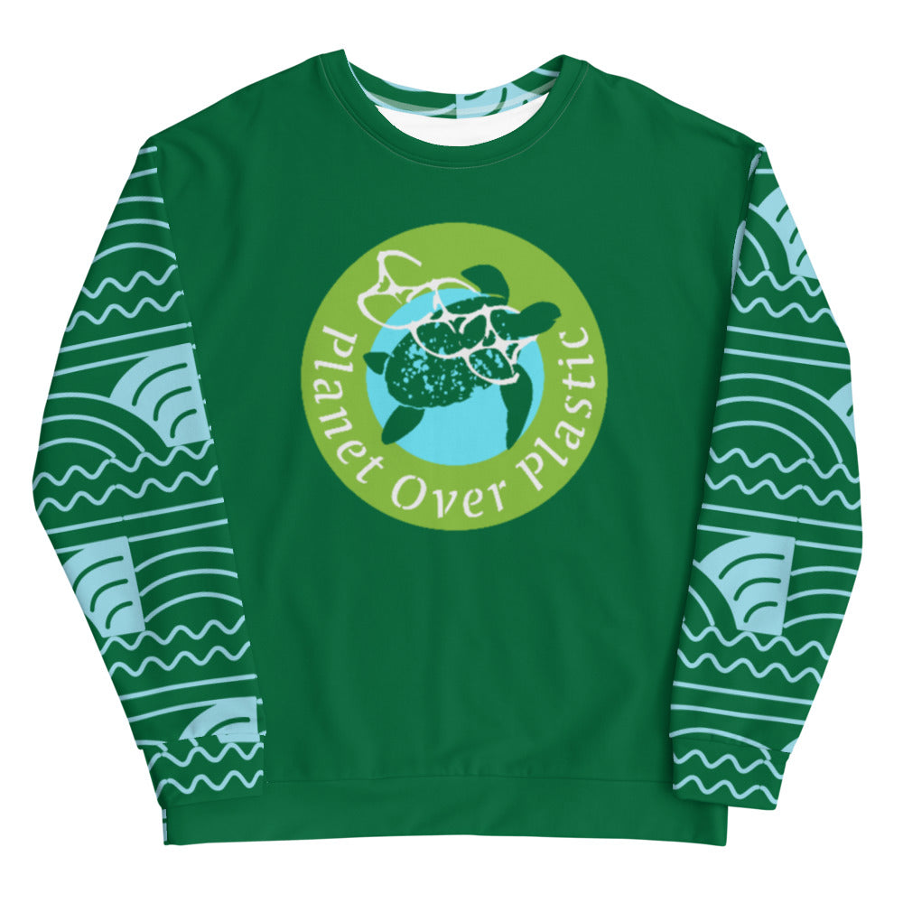 Planet Over Plastic Keep the Sea Plastic Free All Over Print Crewneck Sweatshirt