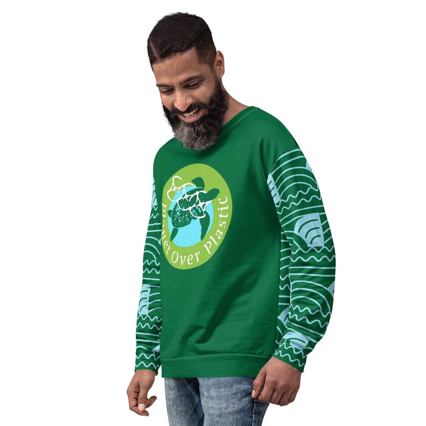Planet Over Plastic Keep the Sea Plastic Free All Over Print Crewneck Sweatshirt