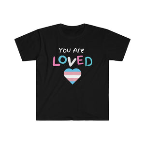 Open image in slideshow, You Are Loved Protect Trans Kids Unisex Softstyle T Shirt
