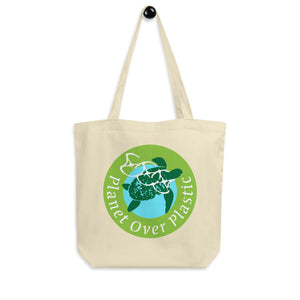 Open image in slideshow, Planet Over Plastic Keep the Sea Plastic Free Sustainable Tote Bag

