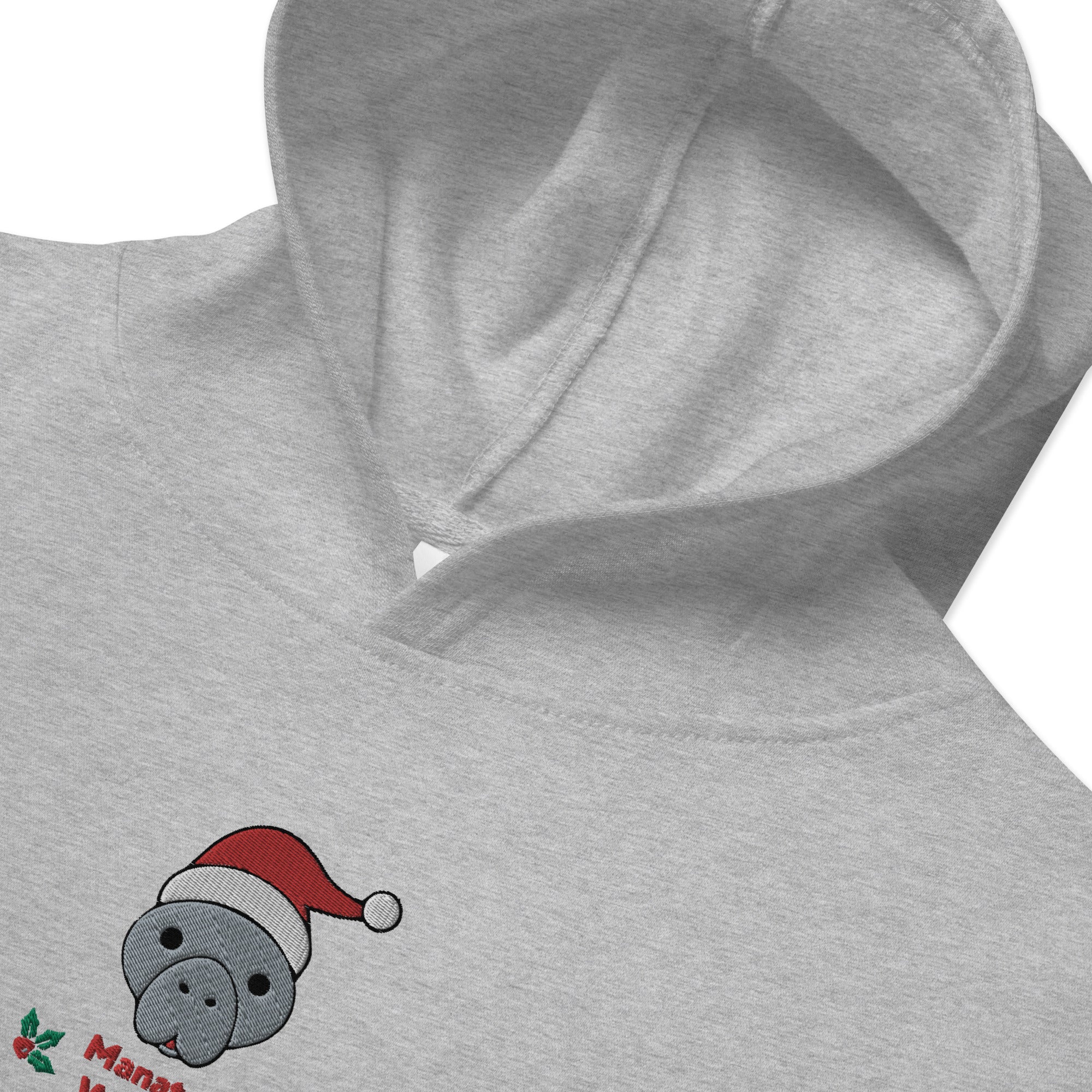 Embroidered Manatee Holiday Wishes Kids Christmas Hoodie