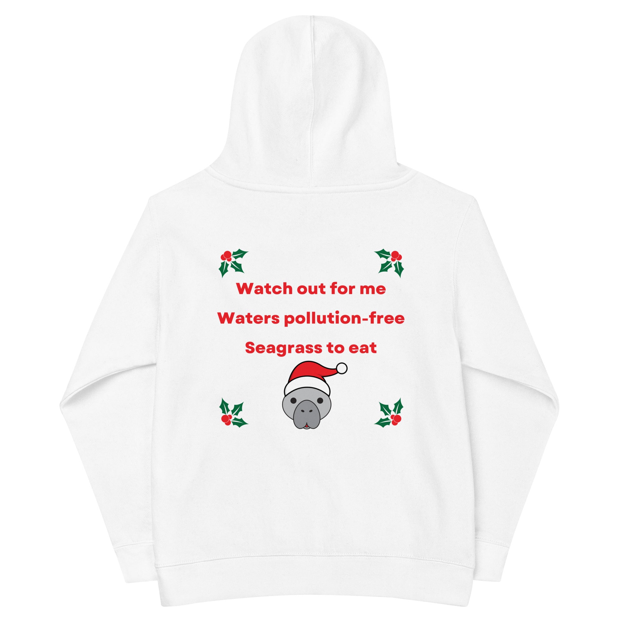 Manatee Holiday Wishes Christmas Embroidered Kids Hoodie