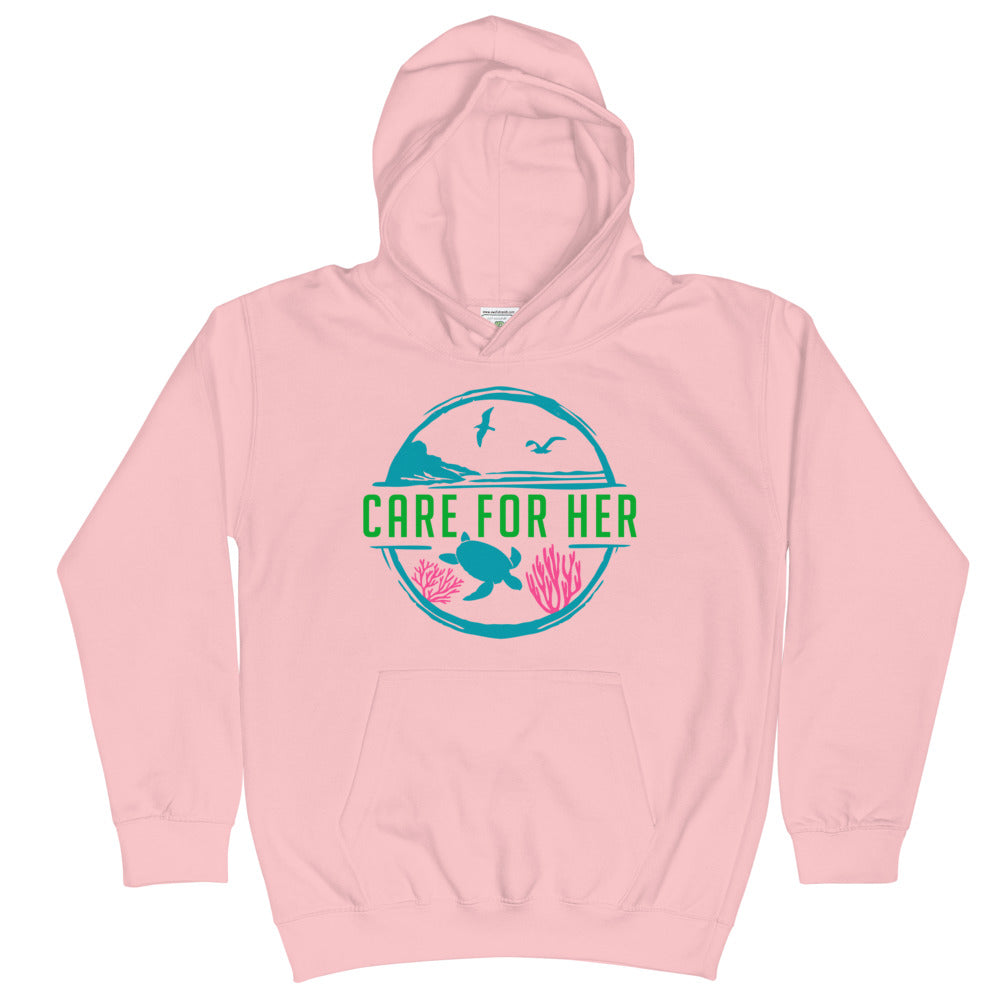 Care For Planet Earth Against Climate Change Kids No Drawcord Hoodie