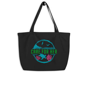 Open image in slideshow, Care For Planet Earth Large Organic Tote Bag
