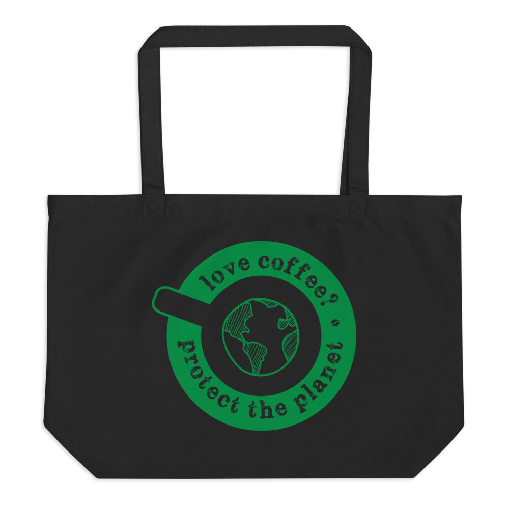 Coffee Lover Large Certified Organic Cotton Tote Bag