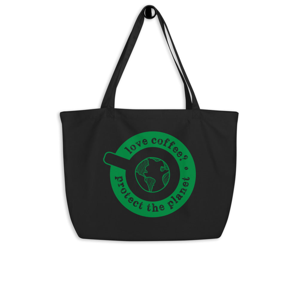 Coffee Lover Large Certified Organic Cotton Tote Bag