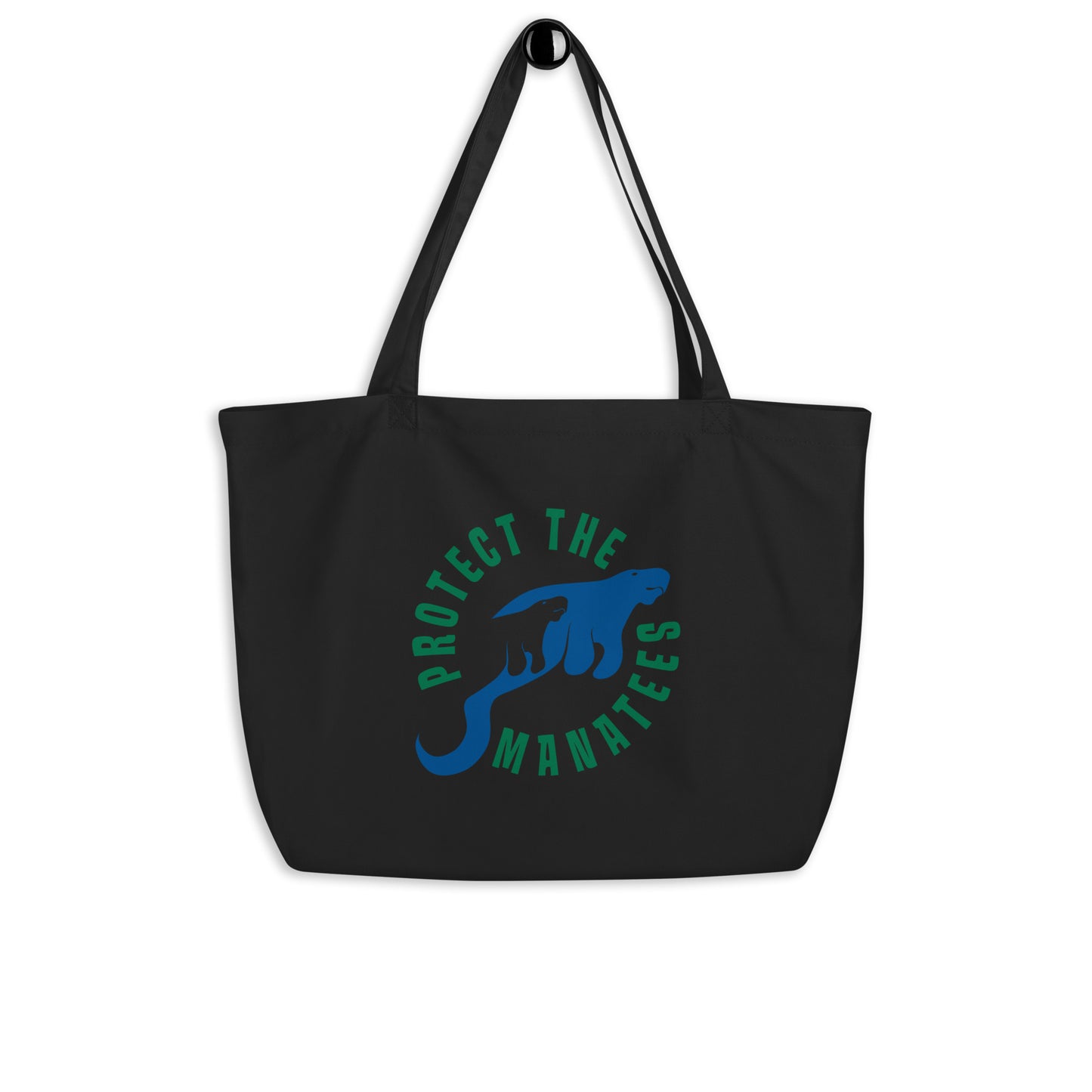 Protect the Manatees Large Organic Cotton Tote Bag