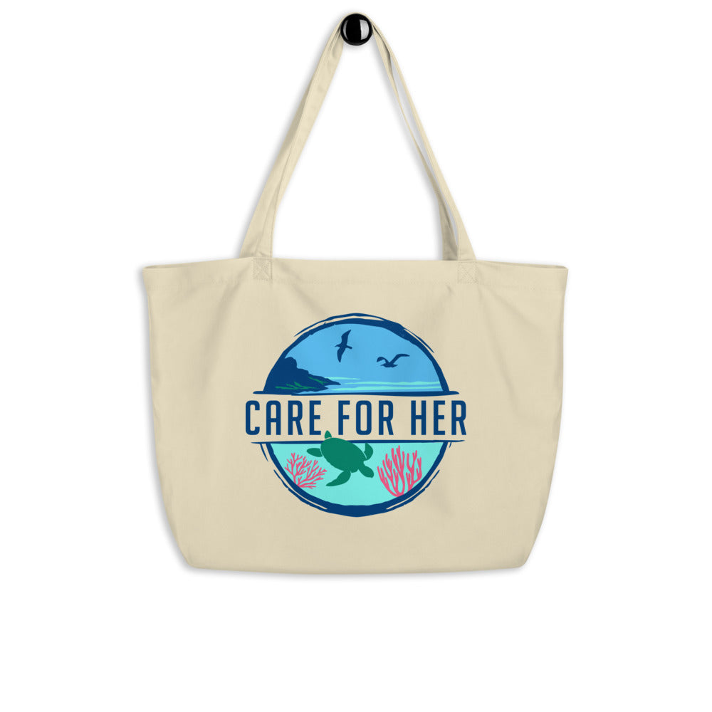 Care for Planet Earth Large Organic Tote Bag
