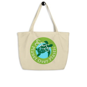 Open image in slideshow, Planet Over Plastic Keep the Sea Plastic Free Large Sustainable Tote Bag
