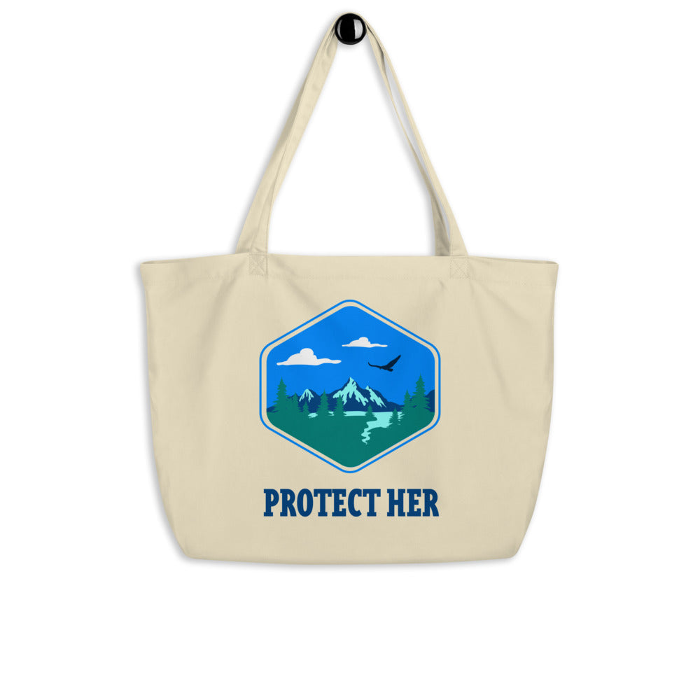 Protect Planet Earth Large Organic Cotton Tote Bag