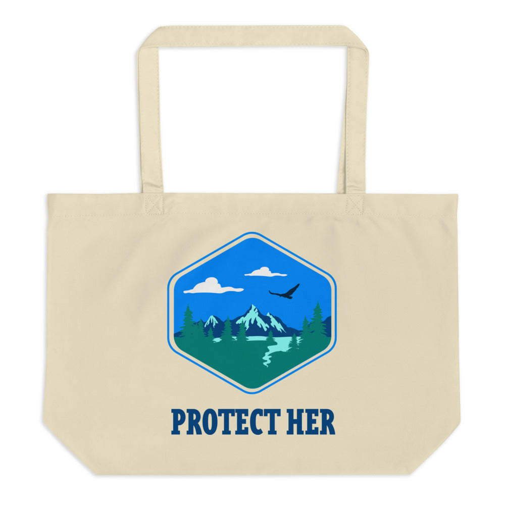 Protect Planet Earth Large Organic Cotton Tote Bag