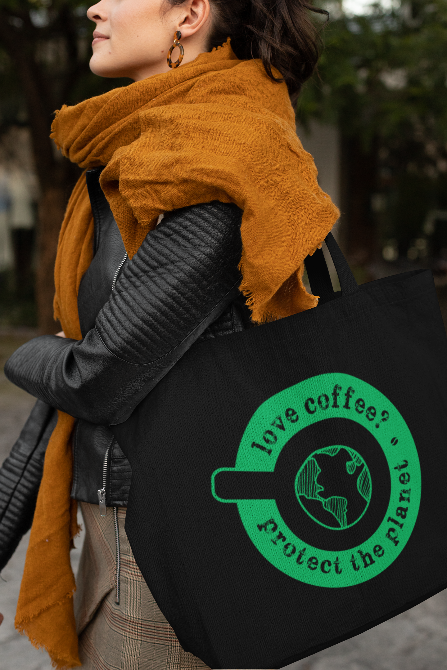Coffee Lover Large Certified Organic Cotton Tote Bag