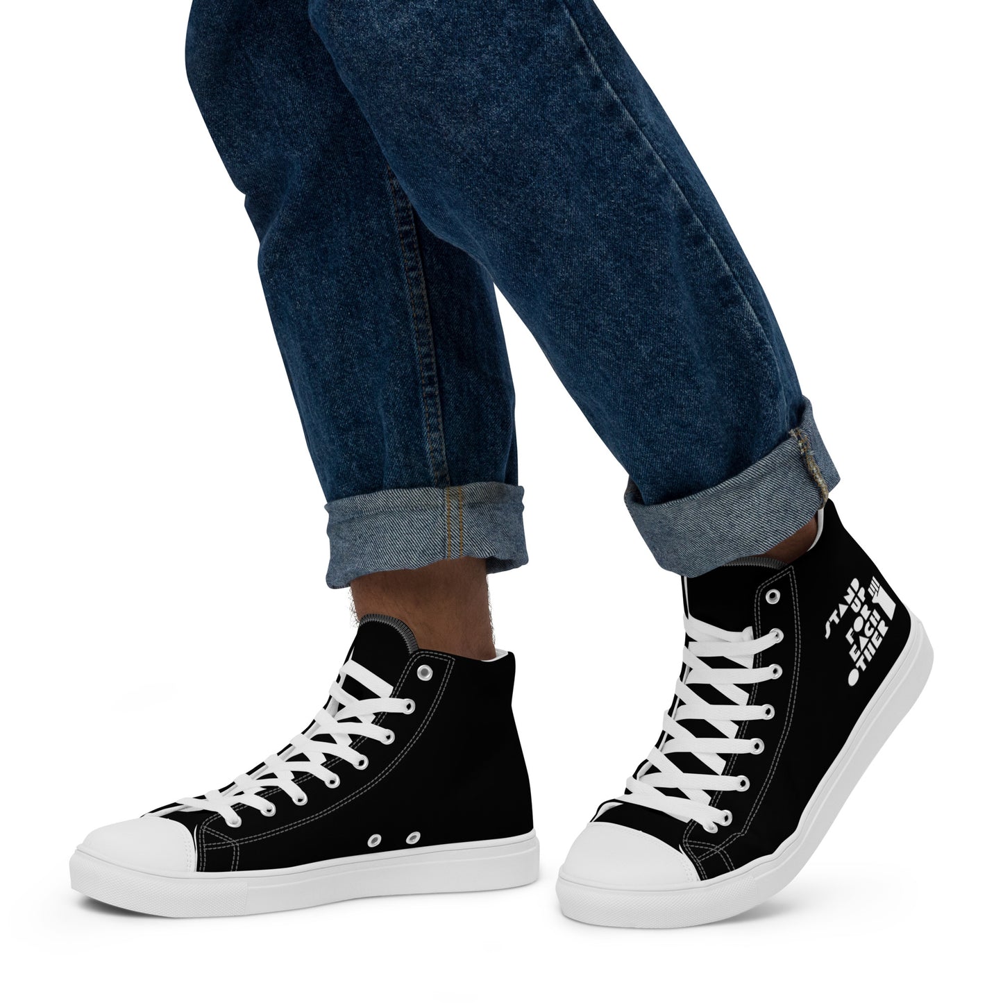 Stand Up For Each Other Men’s High Top Canvas Sneaks