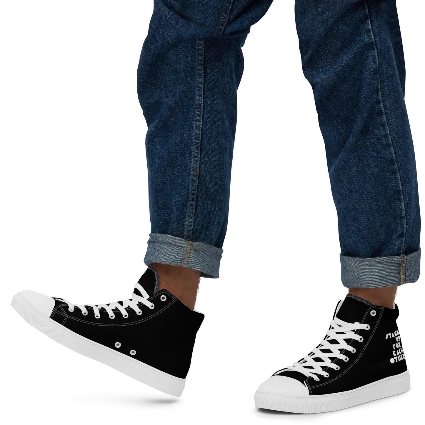 Stand Up For Each Other Men’s High Top Canvas Sneaks