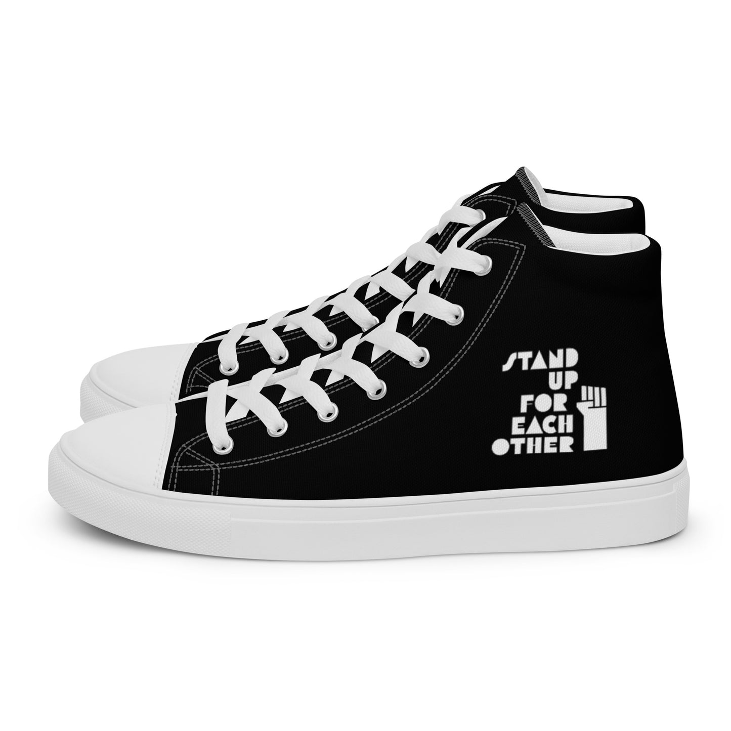 Stand Up For Each Other Men’s High Top Canvas Sneaks
