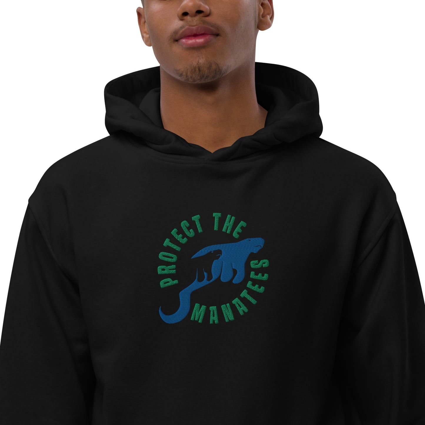 Protect the Manatees Embroidered Sustainable Hoodie