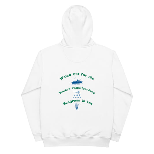 Protect the Manatees Embroidered Adult Unisex Sustainable Hoodie