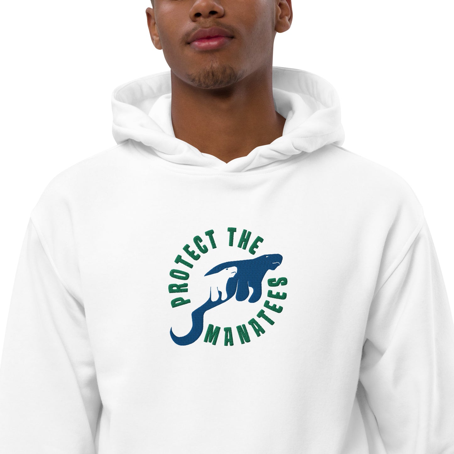 Protect the Manatees Embroidered Sustainable Hoodie