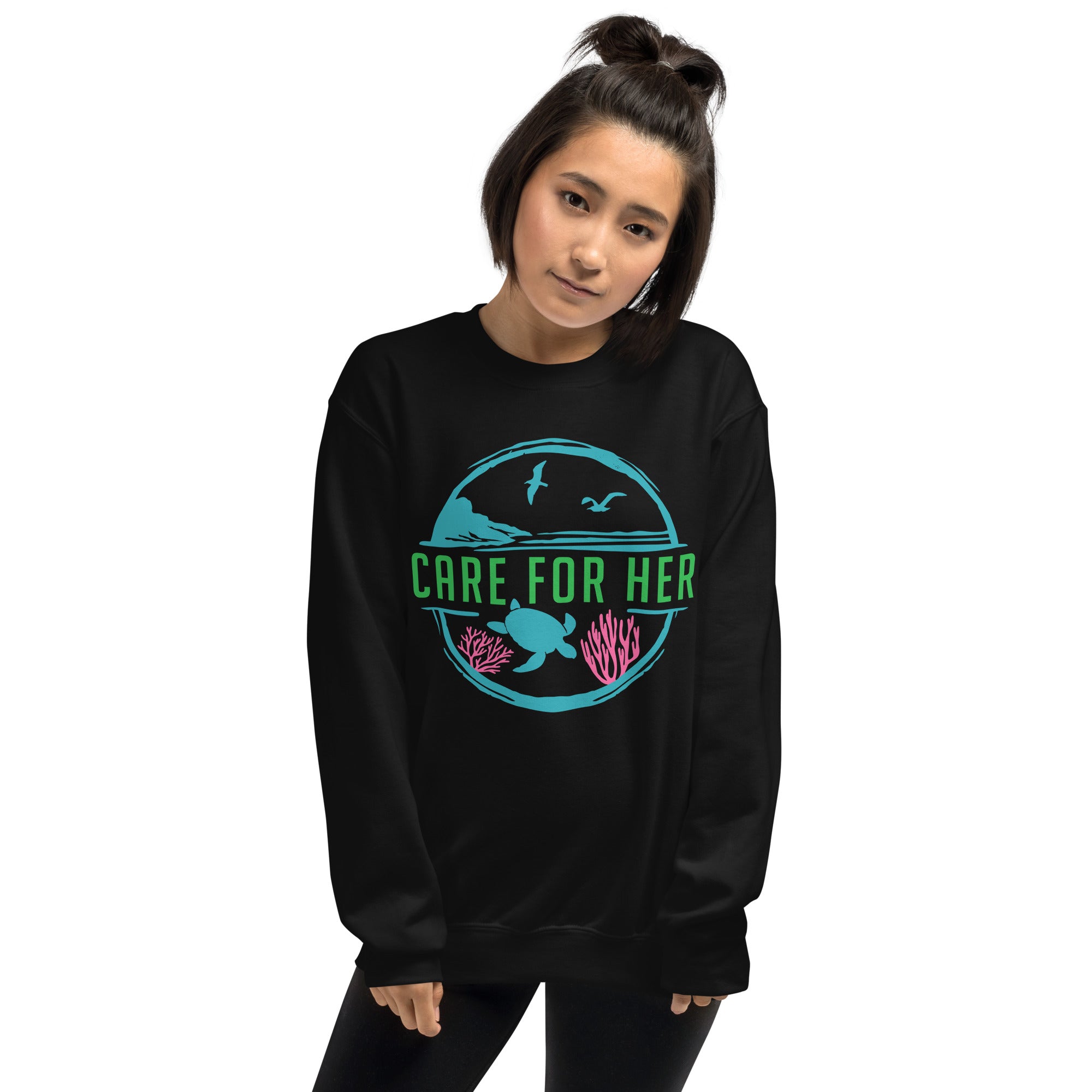 Care For Planet Earth Against Climate Change Adult Crewneck Sweatshirt