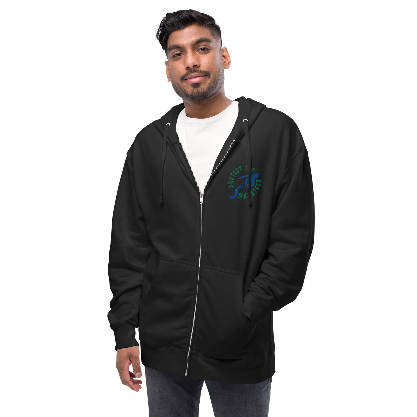 Protect the Manatees Embroidered Unisex Fleece Zip Up Hoodie