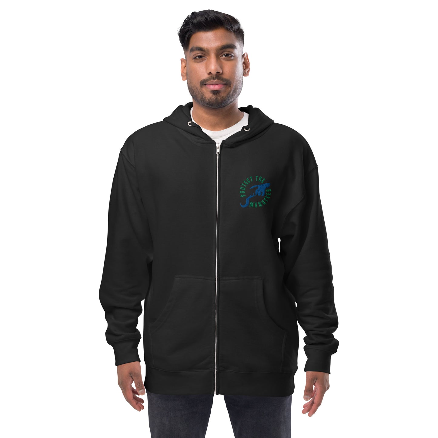 Protect the Manatees Embroidered Unisex Fleece Zip Up Hoodie