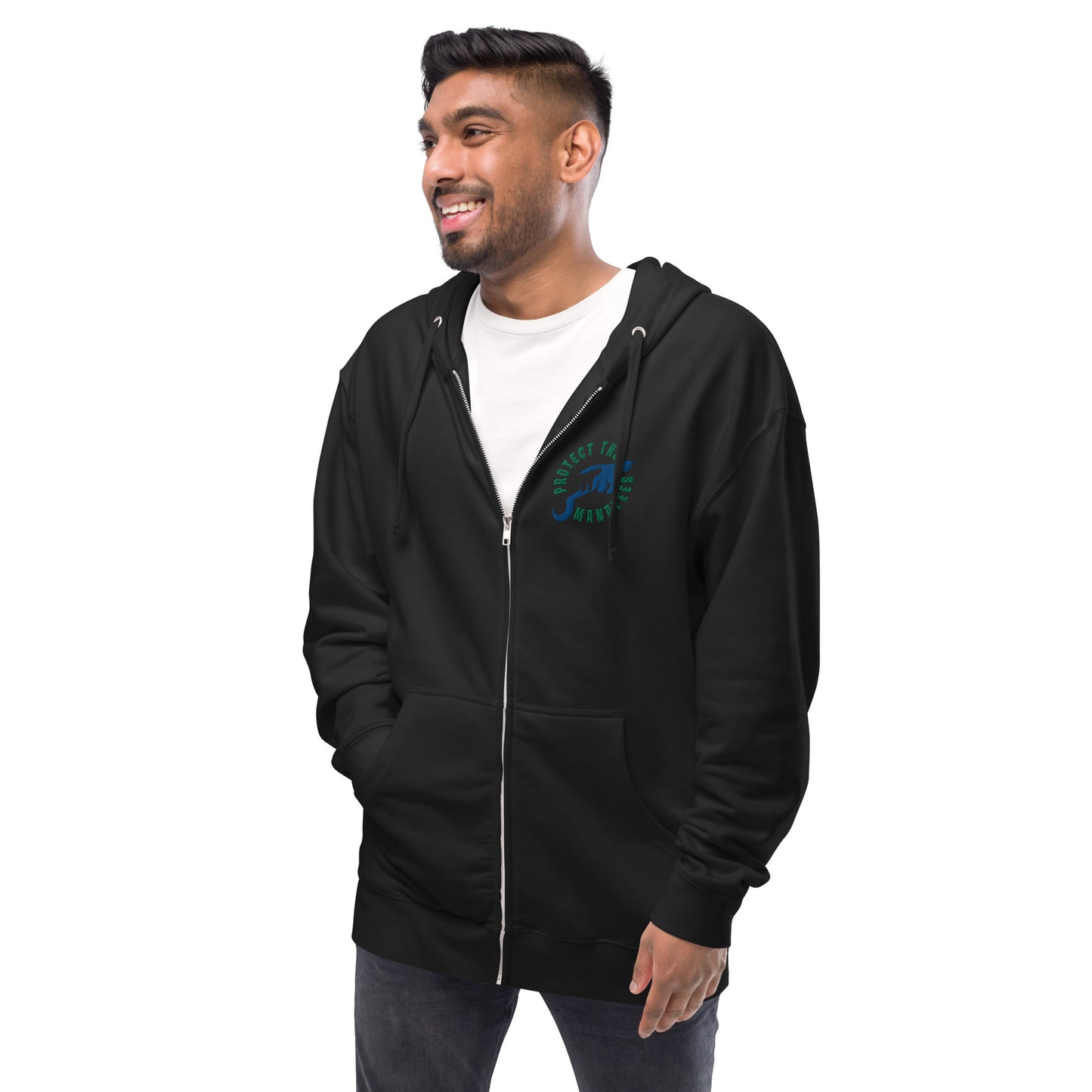Protect the Manatees Embroidered Unisex Fleece Zip Up Hoodie