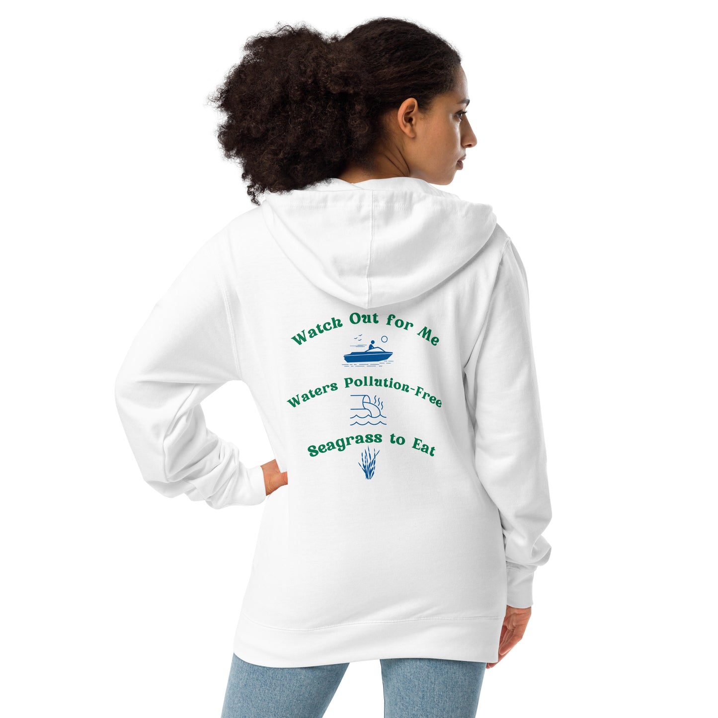 Protect the Manatees Embroidered Unisex Fleece Zip Up Hoodie