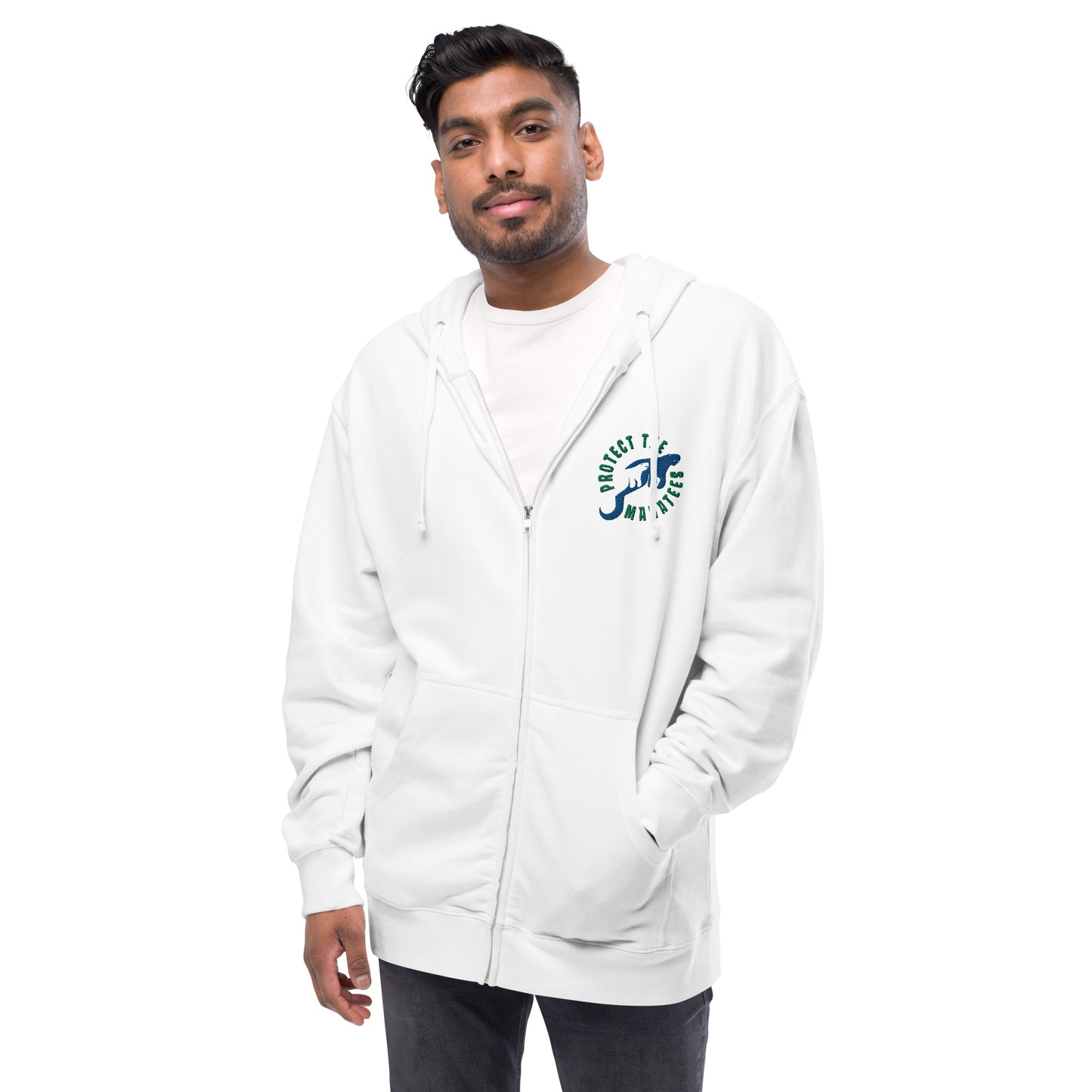 Protect the Manatees Embroidered Unisex Fleece Zip Up Hoodie