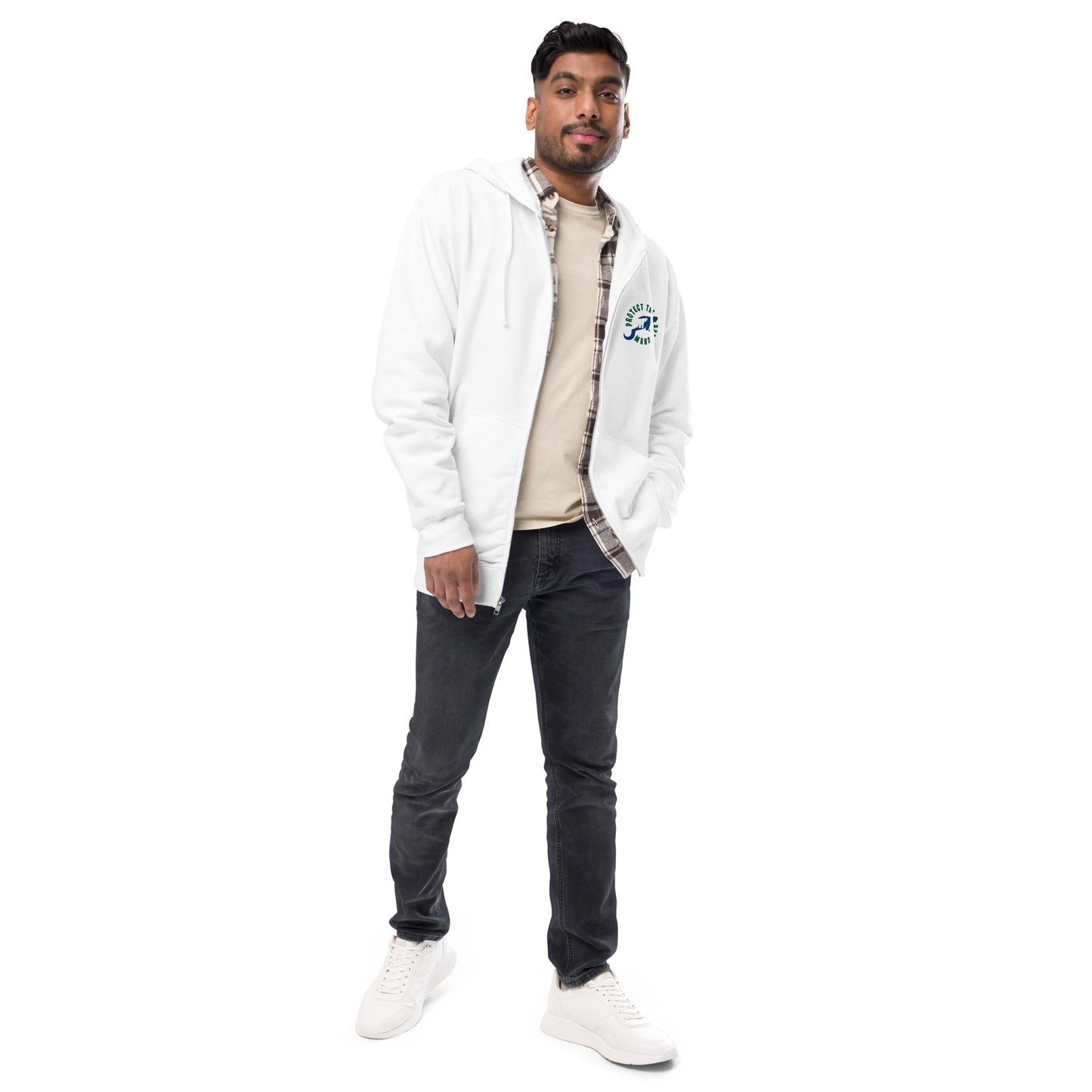 Protect the Manatees Embroidered Unisex Fleece Zip Up Hoodie