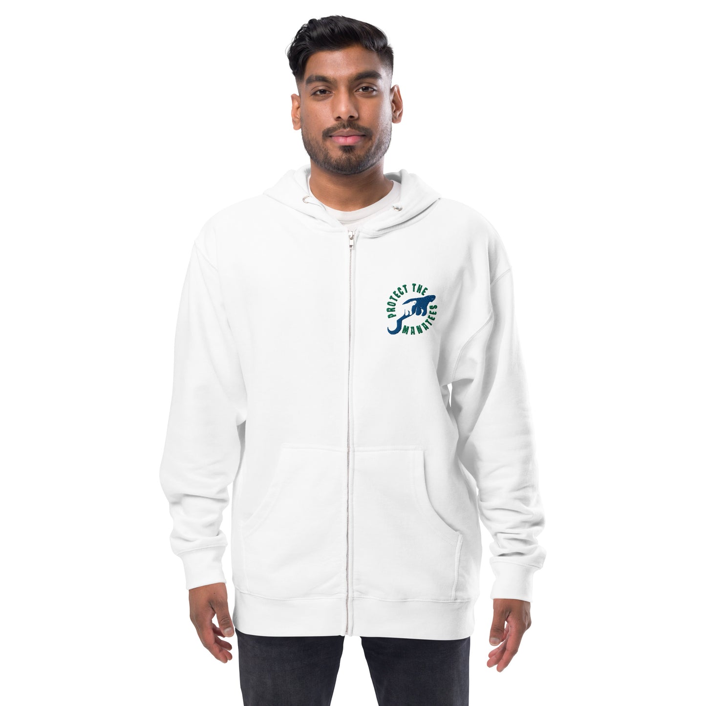 Protect the Manatees Embroidered Unisex Fleece Zip Up Hoodie