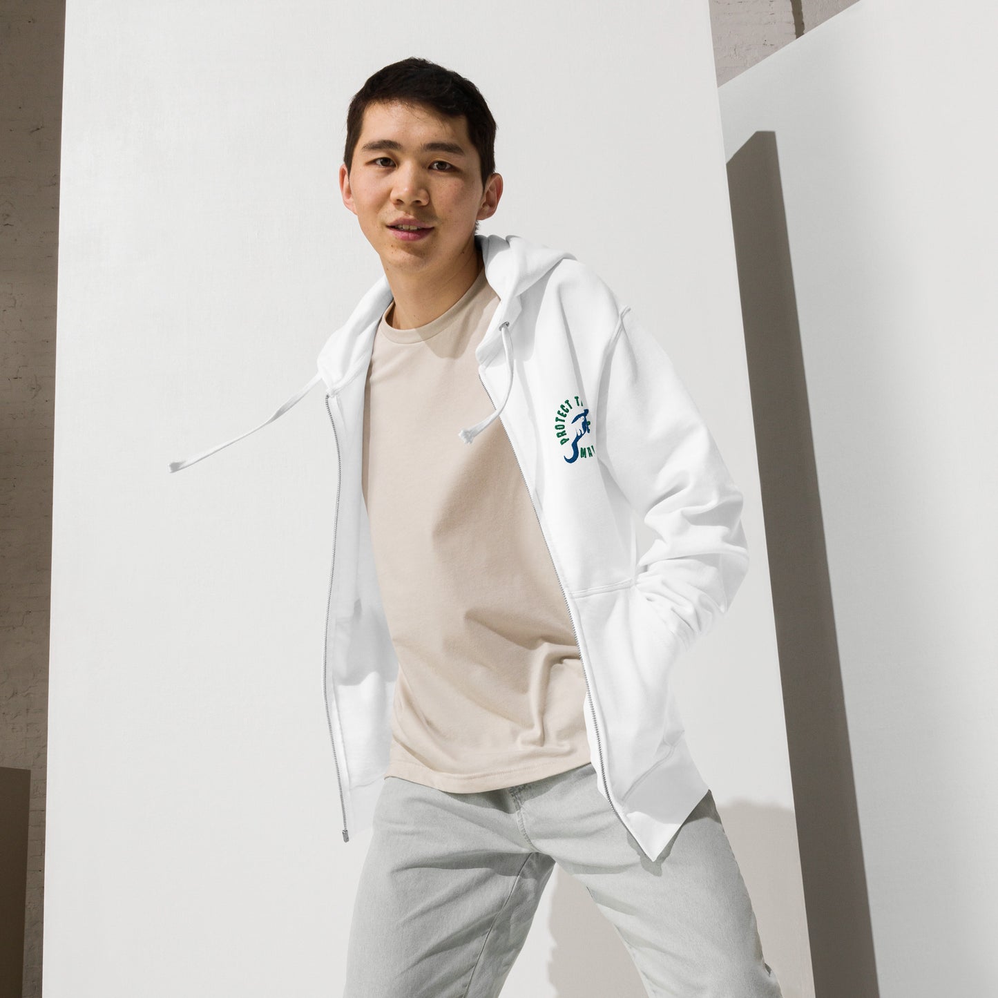 Protect the Manatees Embroidered Unisex Fleece Zip Up Hoodie