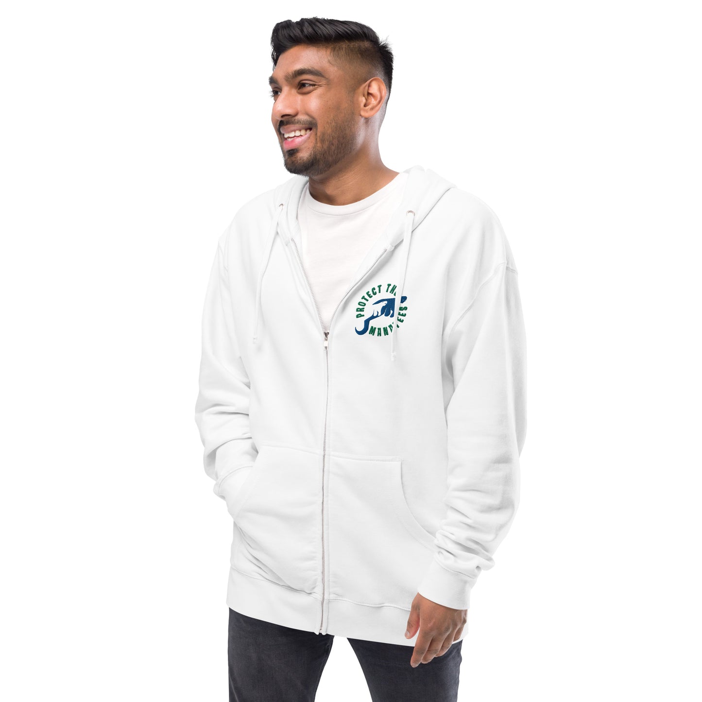 Protect the Manatees Embroidered Unisex Fleece Zip Up Hoodie