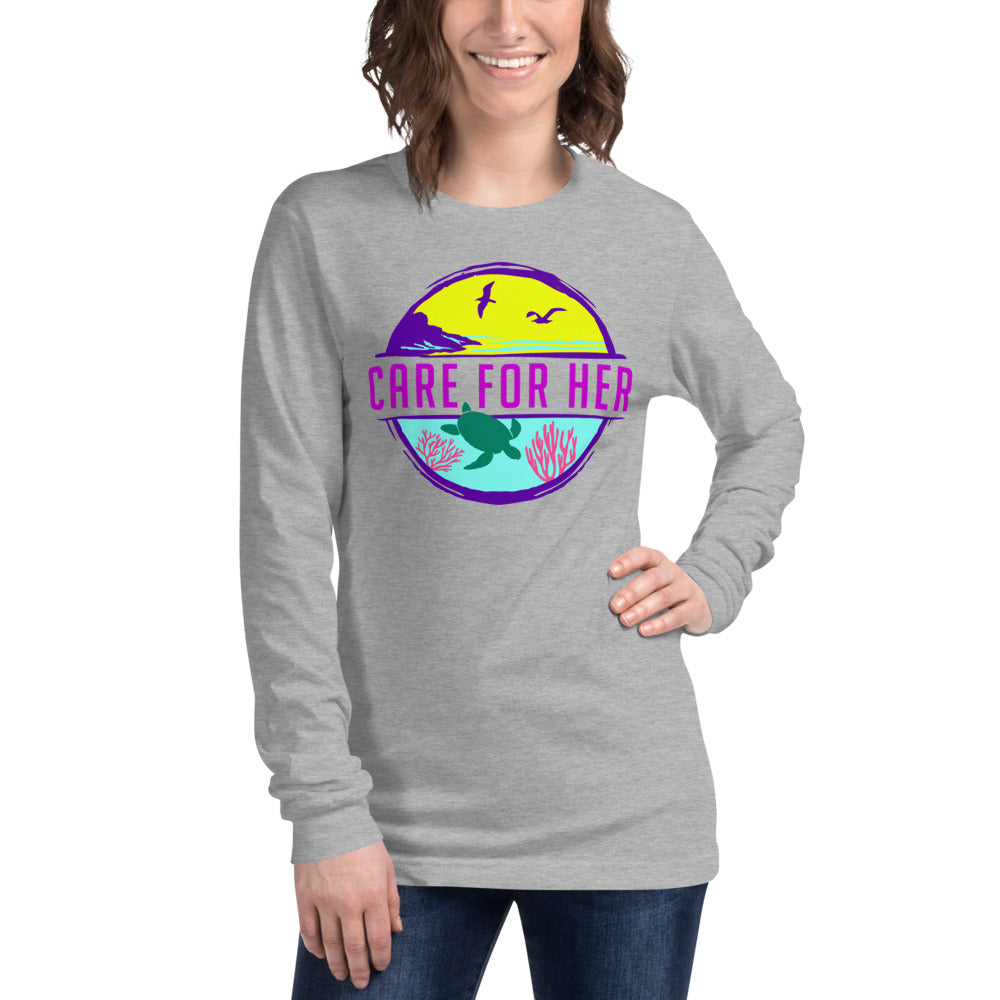 Care For Planet Earth Climate Change Neon Long Sleeve Tee