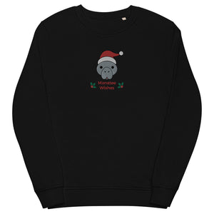 Open image in slideshow, Manatee Christmas Wishes Eco Friendly Embroidered Crewneck Sweatshirt
