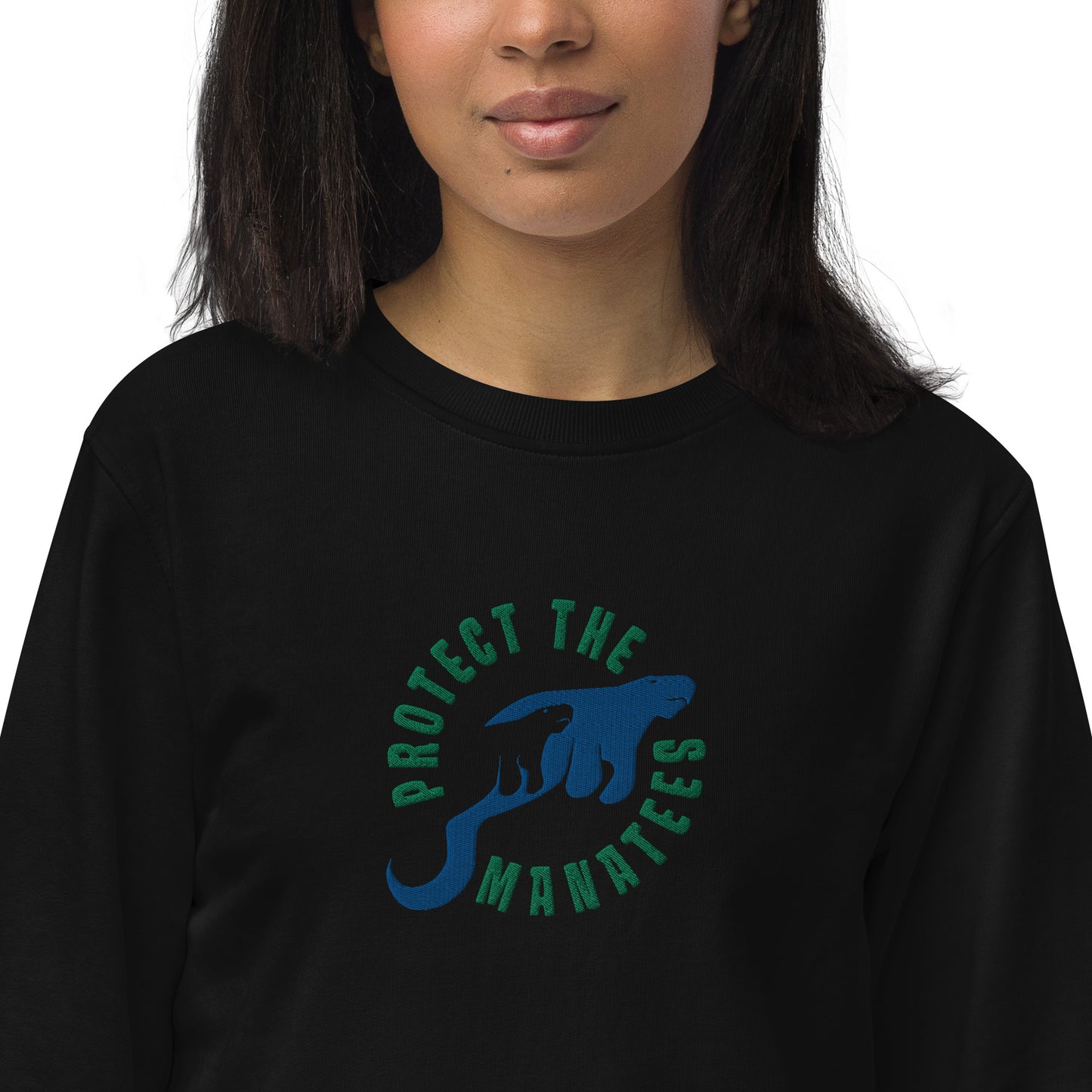 Protect the Manatees Eco Friendly Embroidered Unisex Crewneck Sweatshirt